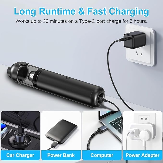 Handheld Vacuum Cordless, 16000pa Car Vacuum Cleaner High Power, 2 Speed Modes - Image 4
