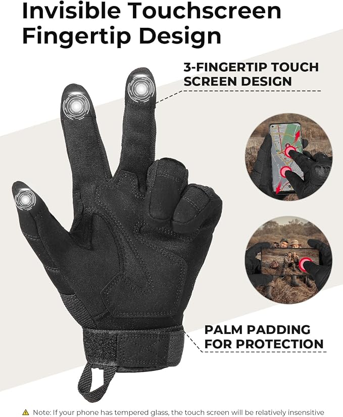 KEMIMOTO Tactical Gloves for Men, Touchscreen Motorcycle Gloves - Image 3