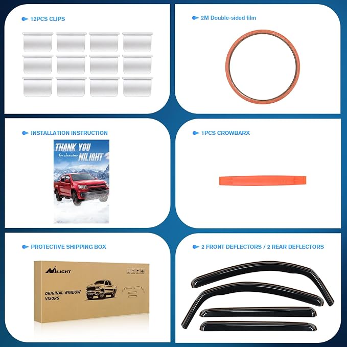 Nilight in-Channel Rain Guards for Toyota Tundra Crew Max 2007 2008 2009 2010 - Image 6