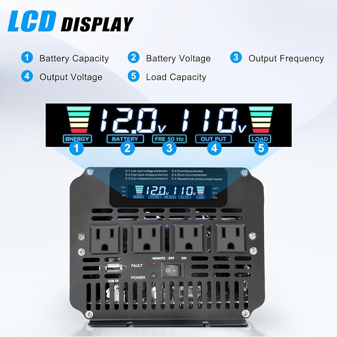 LVYUAN 4000 Watt Power Inverter 12V to 110V 120V - Image 3