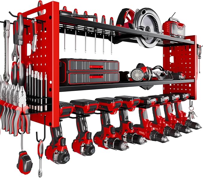 Power Tool Organizer Wall Mount, Cordless Drill Hanger Storage Rack 8 Drill by NattyDot