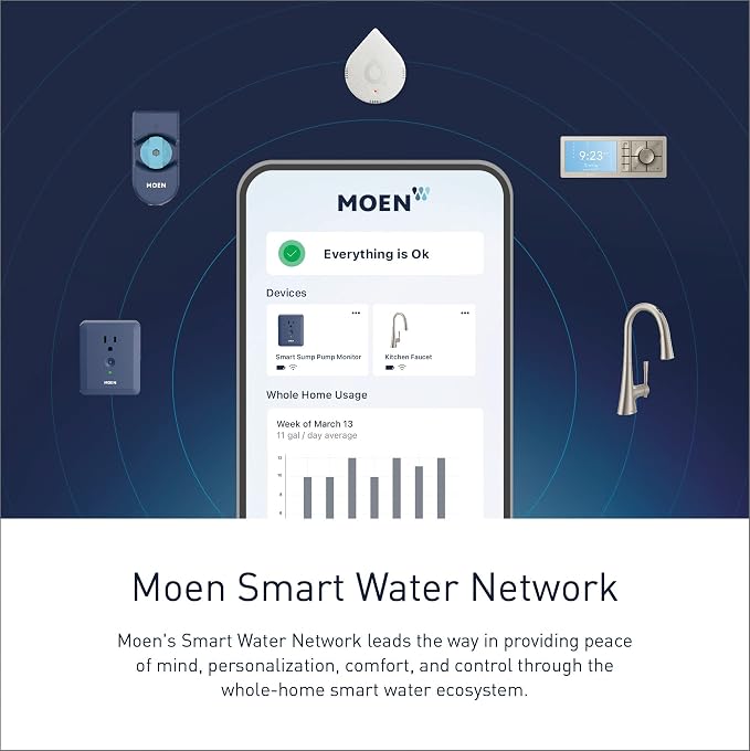 Moen Flo Smart Water Leak Detector, Drip or Flood Sensor Alarm - Image 6