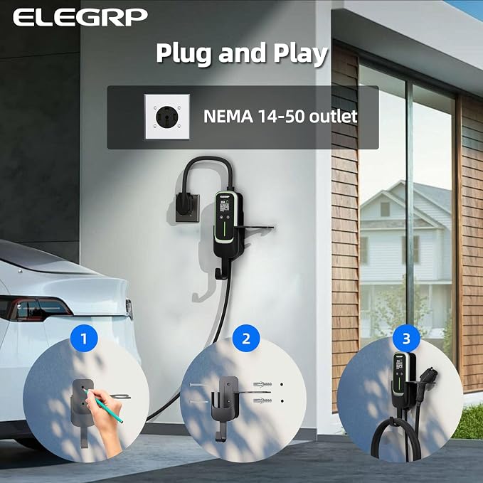 ELEGRP Level 2 EV Charger for Home, 32 Amp, ETL Certified, PBE & LCD Technology - Image 7