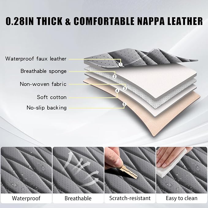 WELLDO Car Seat Covers Full Set, Faux Leather Seat Covers - Image 8