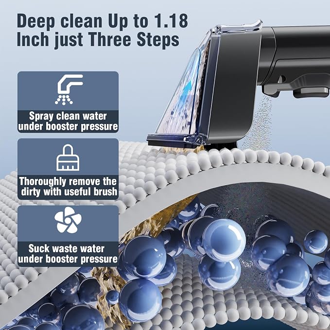 18Kpa Carpet Cleaner Machine, 500W Portable Carpet Spot and Upholstery Cleaner - Image 3