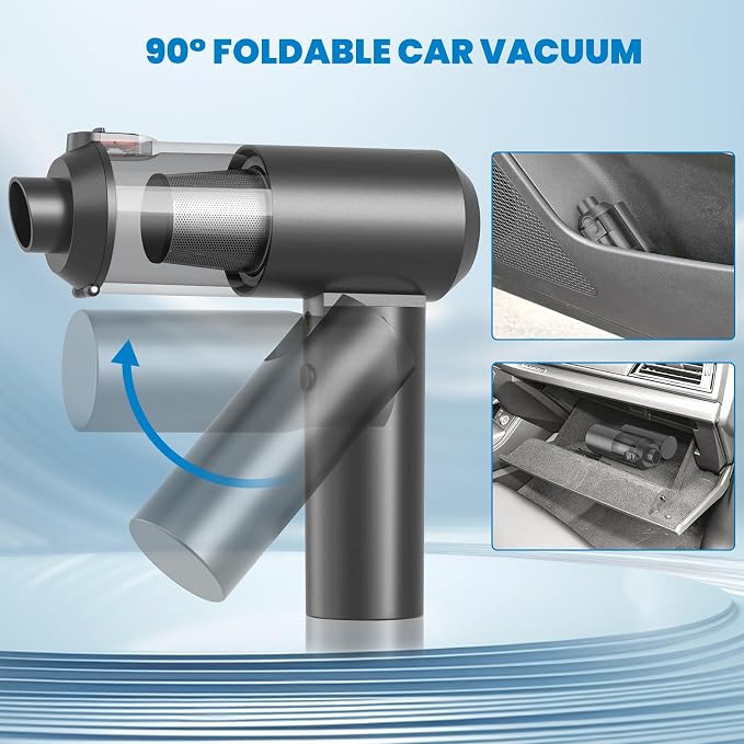 90° Foldable Car Vacuum Portable Cordless 16000PA Suction, 4-in-1 Mini Vacuum - Image 6