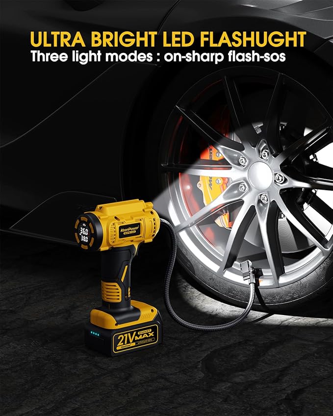 Cordless Tire Inflator Portable Air Compressor, 160PSI Car Tire Air Pump - Image 7