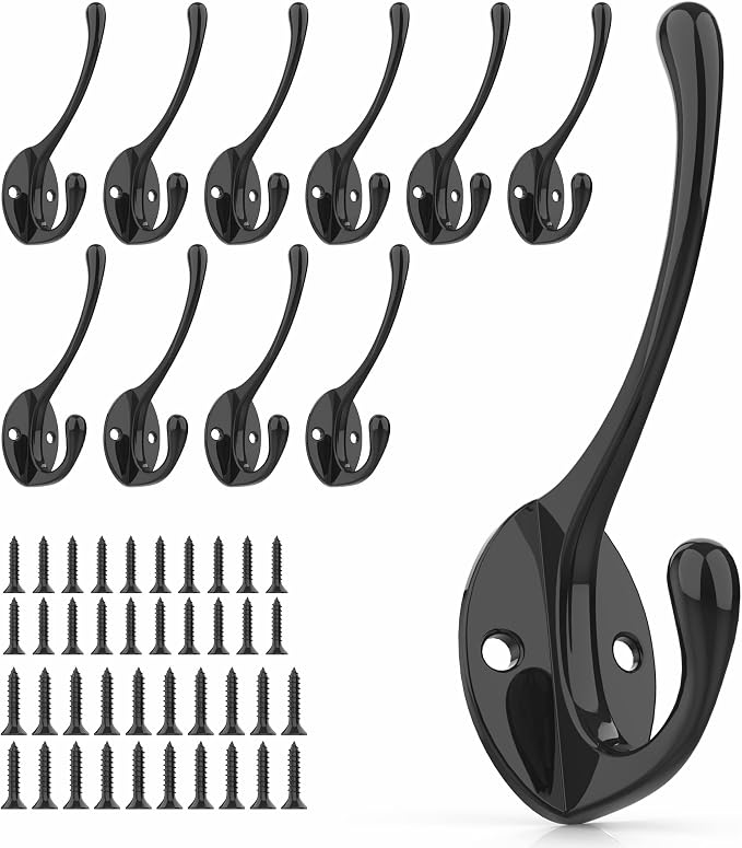 Coat Hooks | Wall Mount Coat Hangers | Black Metal Hooks by PRIGVOT