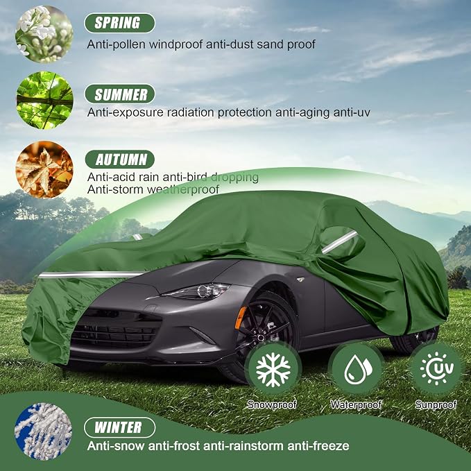 BOSSTONE Car Cover Custom Fit for Mazda MX-5 Miata 1989-2025, Waterproof All - Image 6