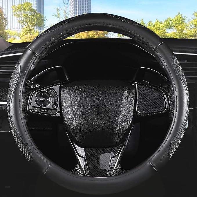 Leather Car Steering Wheel Cover 15 inch Universal Fit Microfiber Steering - Image 2