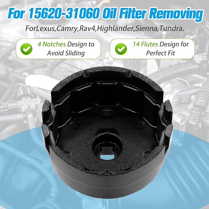 Heavy Duty Oil Filter Cap Removal Tool, 64mm 14 Flute Oil Filter Wrench - Image 4