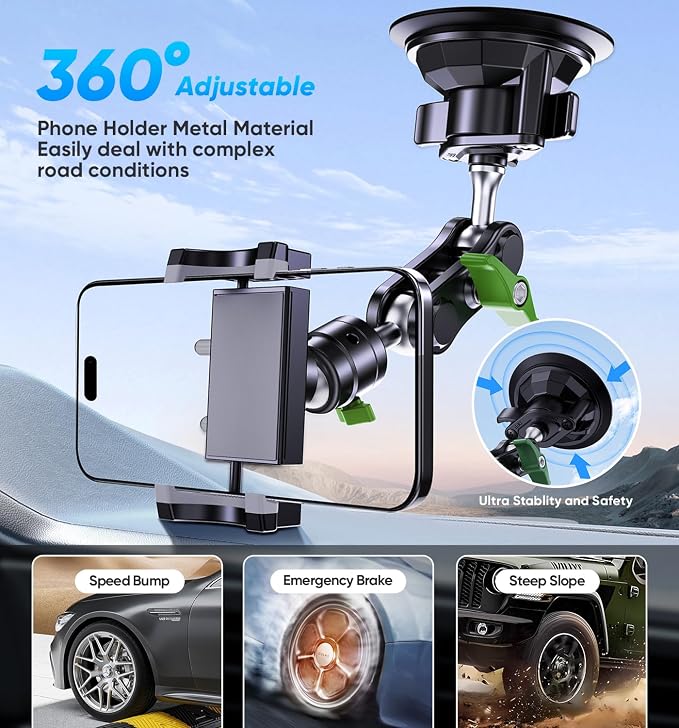 MAGIC JOHN Car Phone Holder, Ultra-Durable Mteal Phone Holders - Image 4