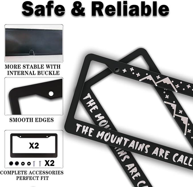 Plate Cover for Car Black and White License Plate Frames The Mountains are - Image 4