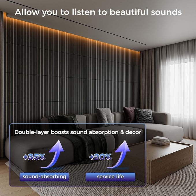 8 Pack 2-Layer Large Soundproof Wall Panels, 15.7 x 15.7 x 0.43 in Sound Proof - Image 3