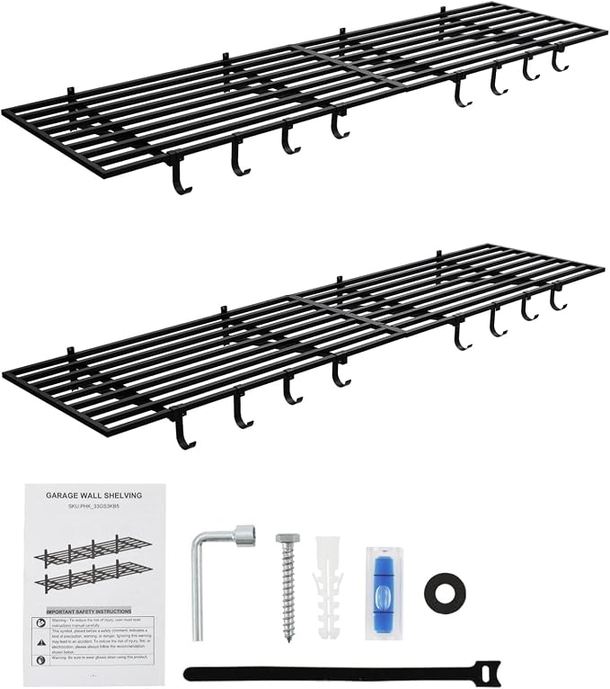 2 Pack Heavy Duty Garage Wall Shelves, 2x4ft Wall Mount Storage Shelf - Image 9