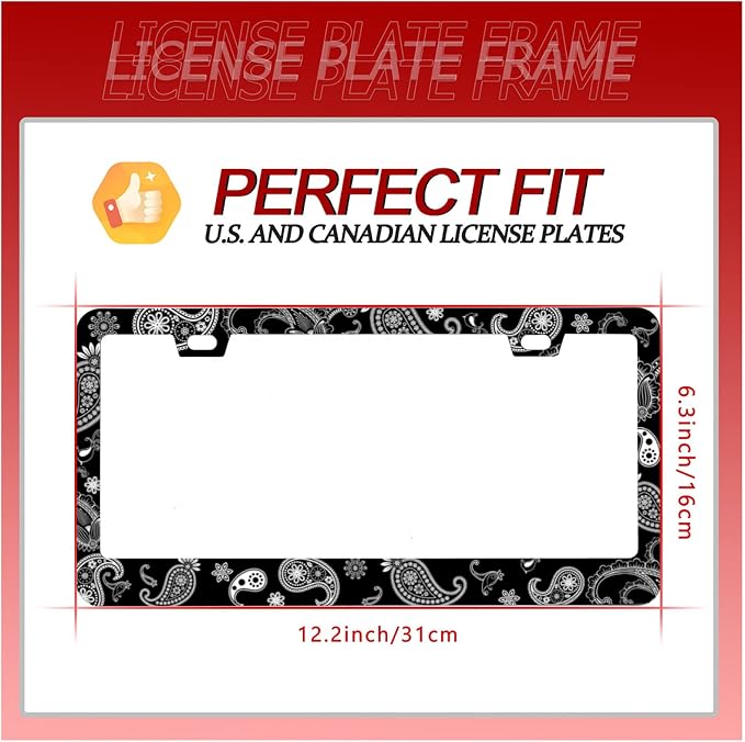 Personalise Paisley Boho Printed License Plate Frames Color License Plate Frame - Image 6