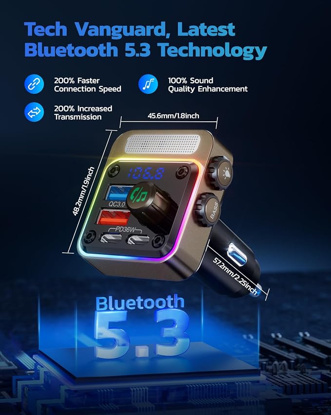 Nulaxy 54W Bluetooth 5.3 Car Adapter - Image 4