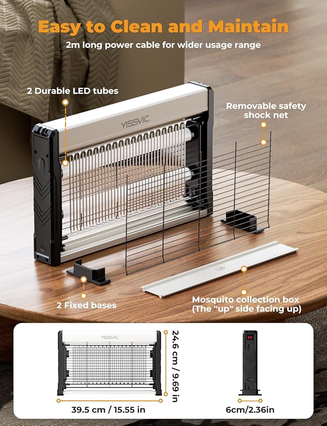 YISSVIC LED Bug Zapper Indoor, 4000V Electric Bug Zapper, Powerful Mosquito - Image 9