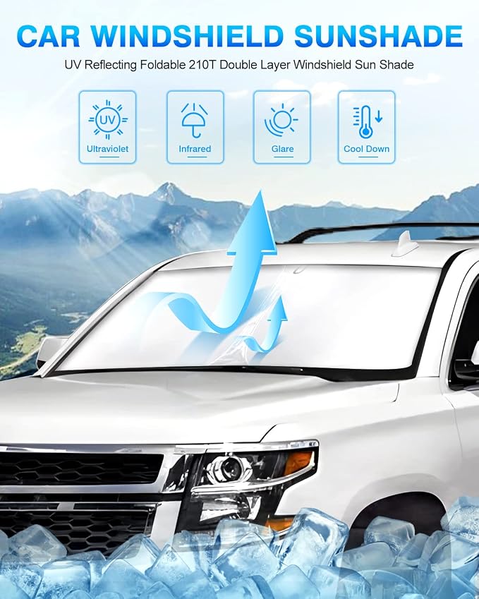 KUST Windshield Sun Shade for 2015-2020 Chevrolet Chevy Suburban/Tahoe - Image 2