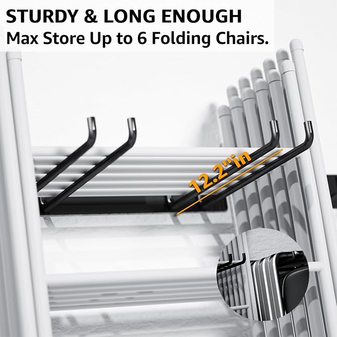 YYR Folding Chair Storage Rack, Garden Tool & Foldable Chairs Organizer Hangers - Image 4