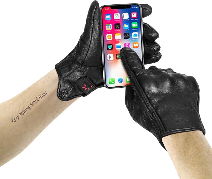 Full Finger Goat Skin Leather Touch Screen Motorcycle Gloves Men S - Image 4