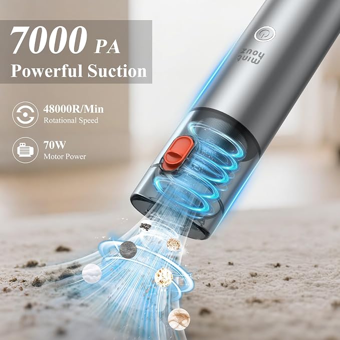 Minthouz Car Vacuum Portable Cordless, 3-in-1 Mini Handheld Vacuum, Strong - Image 2