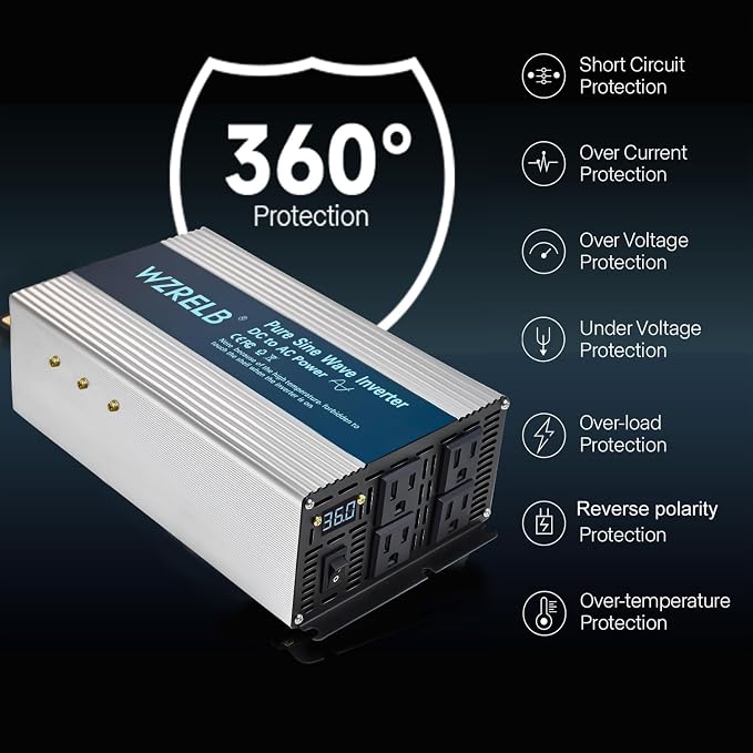 WZRELB 2000W Pure Sine Wave Inverter 36V DC to 110V 120V AC, Car Power Inverter - Image 5
