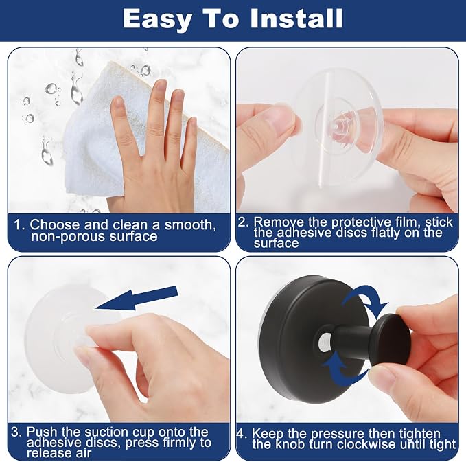2 PCS Suction Cup Hooks for Shower, Hooks for Inside Shower, Removable Towel - Image 4