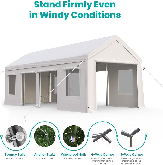 13x25ft Carport, Heavy Duty Carport - Image 3