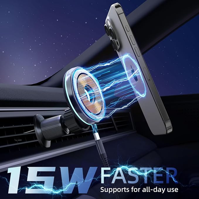 CRIENTEN for MagSafe Car Mount Charger, 15W Magnetic Wireless Car Charger & - Image 3