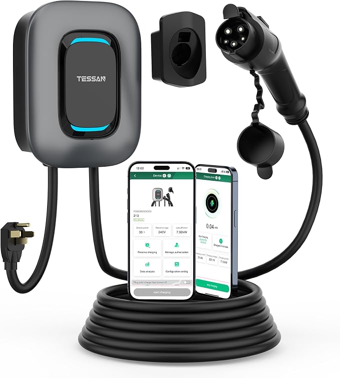 EV Charger Level 2, TESSAN 40A/240V Electric Vehicle Charing Station, Smart EV by TESSAN