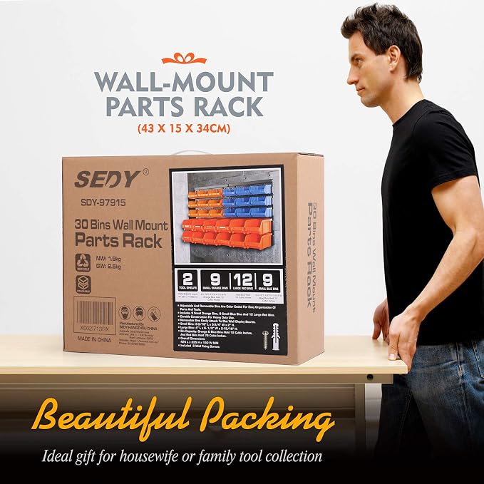30-Bin Wall-Mounted Storage Rack System - Image 9