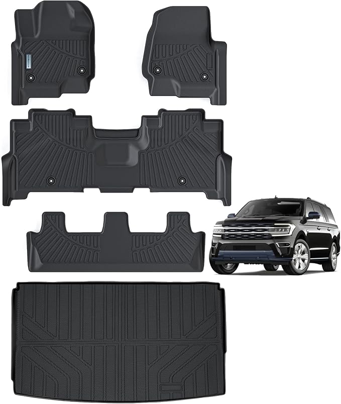 Floor Mats & Trunk mat for 2018-2024 Ford Expedition MAX, TPE All Weather by SANBAN-AXE