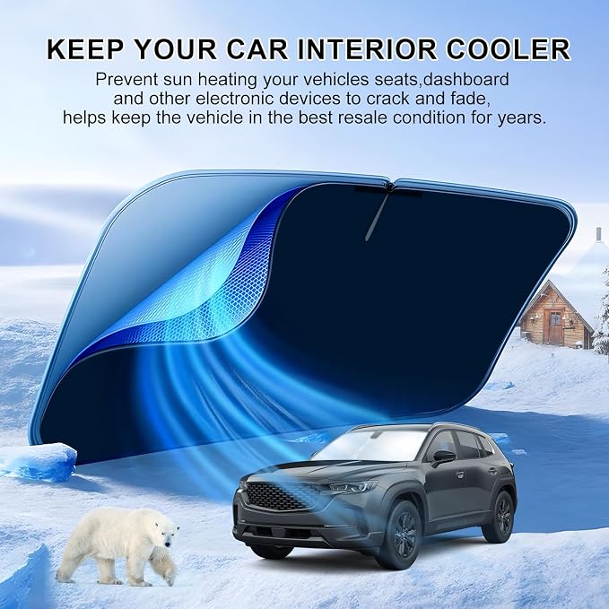 T TGBROS Windshield Sun Shade for Mazda CX-50 2023-2025 2026 Front Window - Image 2