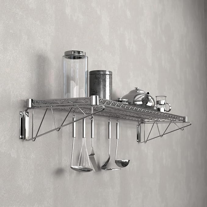 14" x 48" Chrome Wire Wall Mount Shelf - Image 6