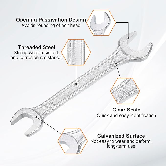 HARFINGTON 5pcs Double Open End Wrench 13mm x 14mm Metric 15 Degree Offset - Image 4