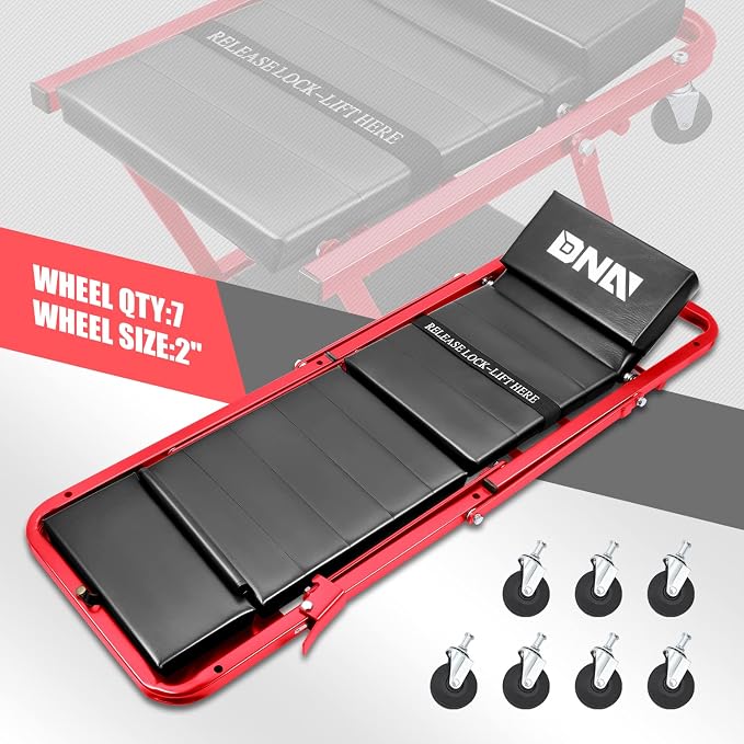 DNA MOTORING TOOLS-00193 48" 2 IN 1 Folding Rolling Garage Shop Creeper Roller - Image 3