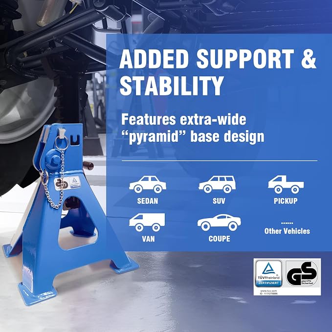 Car Jack Stands 3 Ton with Double Locking and Large Foot Base - Image 7