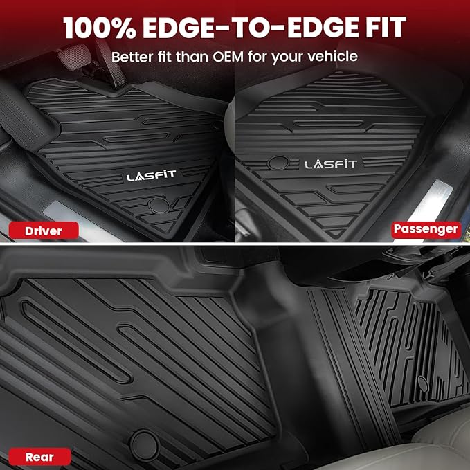 LASFIT Floor Mats for Ford Explorer 2020-2025 7 Passenger TPE All Weather - Image 5