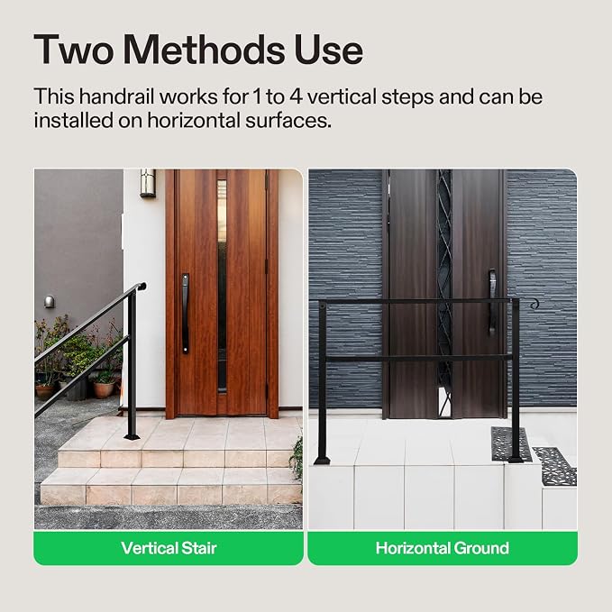 VIVOSUN Outdoor Handrail, Wrought Iron Stair Railing - Image 6