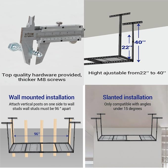 4x6 FT Overhead Garage Storage Rack, Steel Ceiling Storage Rack - Image 4