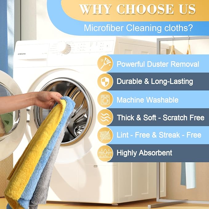 Microfiber Towel for Car Cleaning, Cleaning Supplies Upgraded 450gsm Ultra-Thick - Image 4