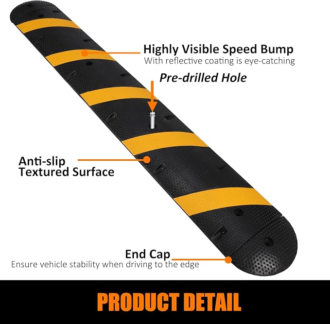 Heavy Duty Speed Bumps for Driveway, 2 Channel Modular Traffic Speed Bump Hump - Image 7