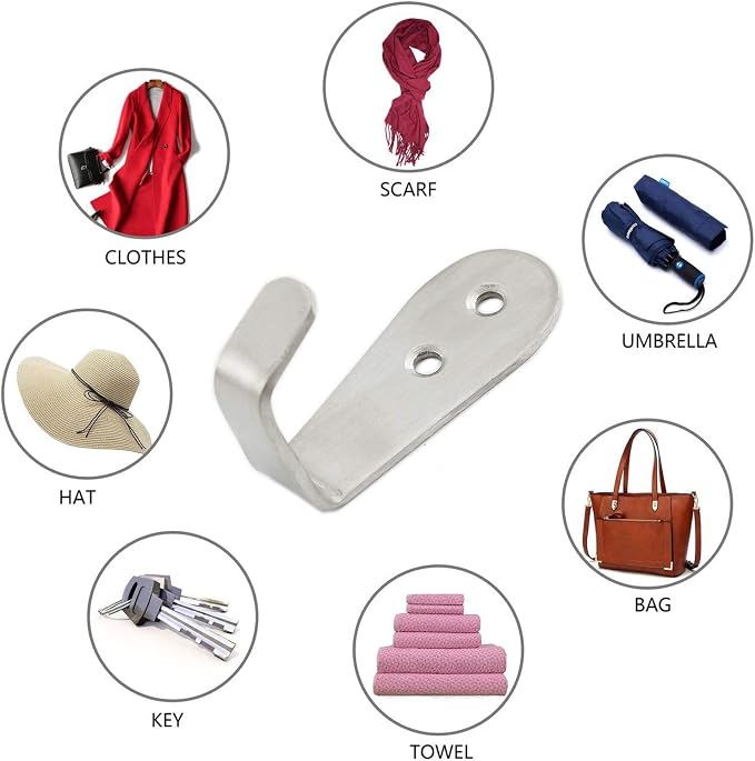 Stainless Steel Coat Hooks, Heavy Duty Metal Hangers - Image 7