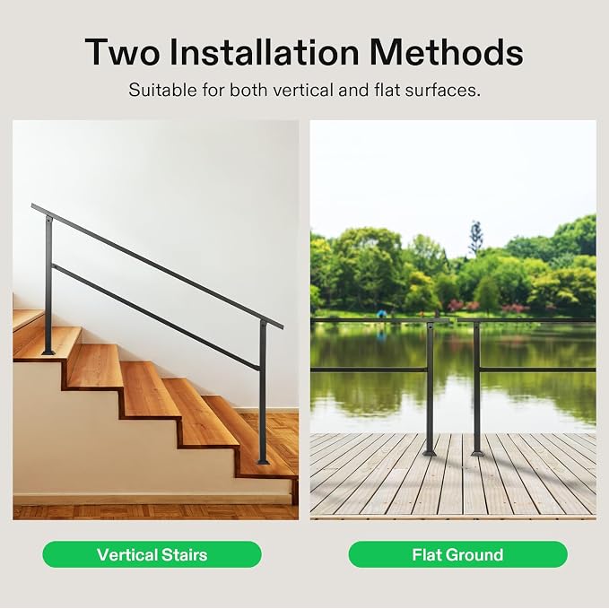 VIVOSUN 2-Pack Outdoor Handrail, 5 Step Stair Handrail, Wrought Mattle Iron - Image 6
