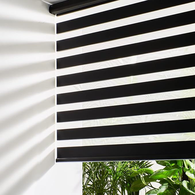 Persilux Cordless Zebra Blinds for Windows Free-Stop Roller Windows Shades Dual by PersiluxHome