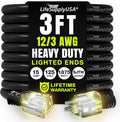 3ft Outdoor/Indoor Extension Cord 12/3 Gauge Extra Heavy Duty 3 Prong SJTW by LifeSupplyUSA