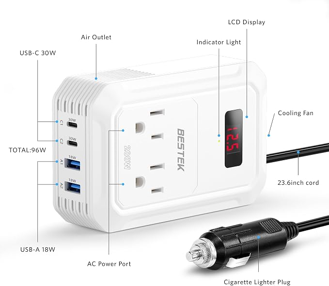 BESTEK 200W Car Power Inverter - Image 4