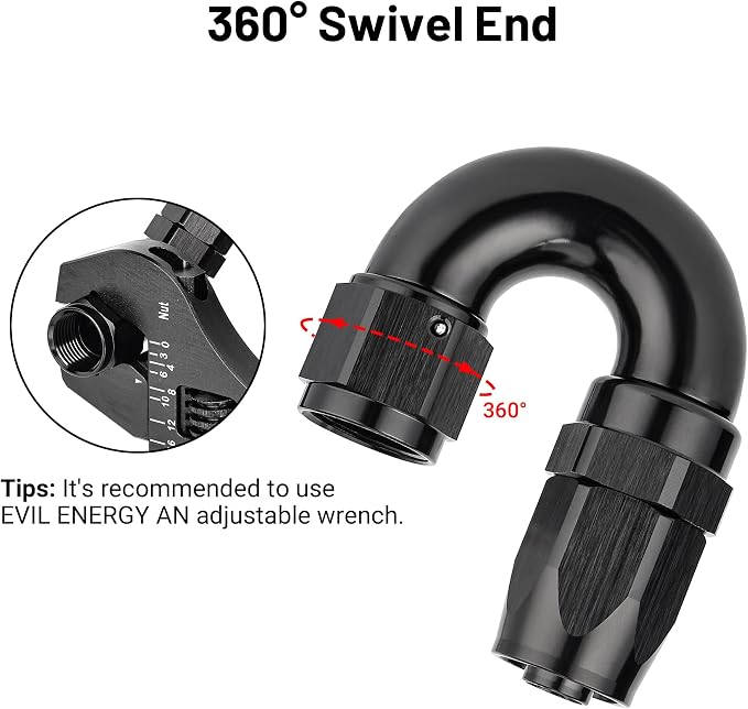 EVIL ENERGY 8AN 180 Degree One Piece Full Flow Hose End Fitting Swivel - Image 4