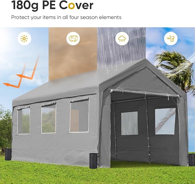 ADVANCE OUTDOOR 10x20 ft Adjustable Height Carport - Image 5